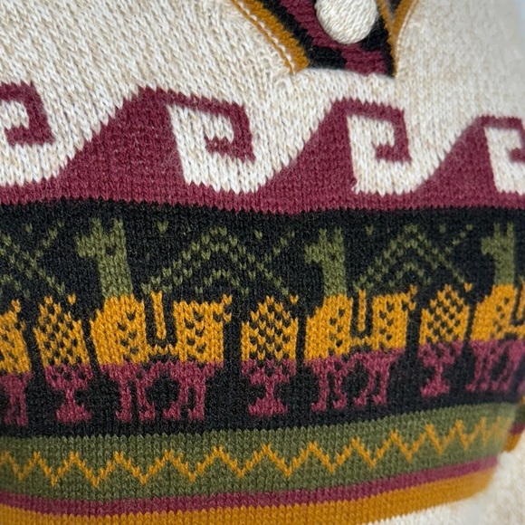 VINTAGE ANDES Import PERUVIAN Alpaca HOODIE SWEATER Made in Peru - Picture 8 of 8